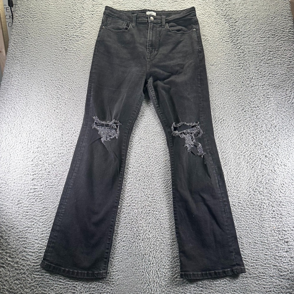 Forever 21 Jeans‎ Mens 31x32 Black Cotton Denim Straight Leg Distressed Workwear